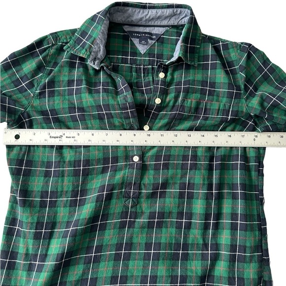 Tommy Hilfiger Green plaid women's partial button-down long sleeve shirt size Sm - Picture 7 of 10